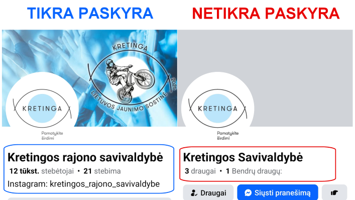 Dėmesio – sukurta netikra Kretingos rajono savivaldybės „Facebook“ paskyra!